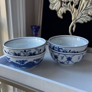 Blue and White Porcelain Bowls Set